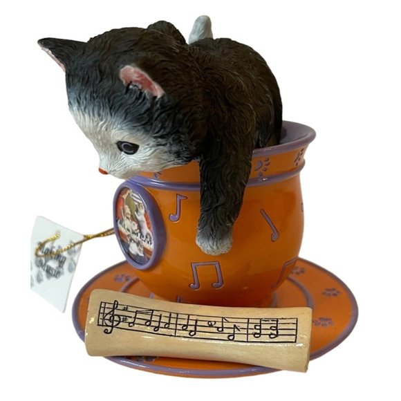 2 Jürgen Scholz Cozy Kitten Teacups Making Music & Frisky Business Cat Figurines - Picture 7 of 14